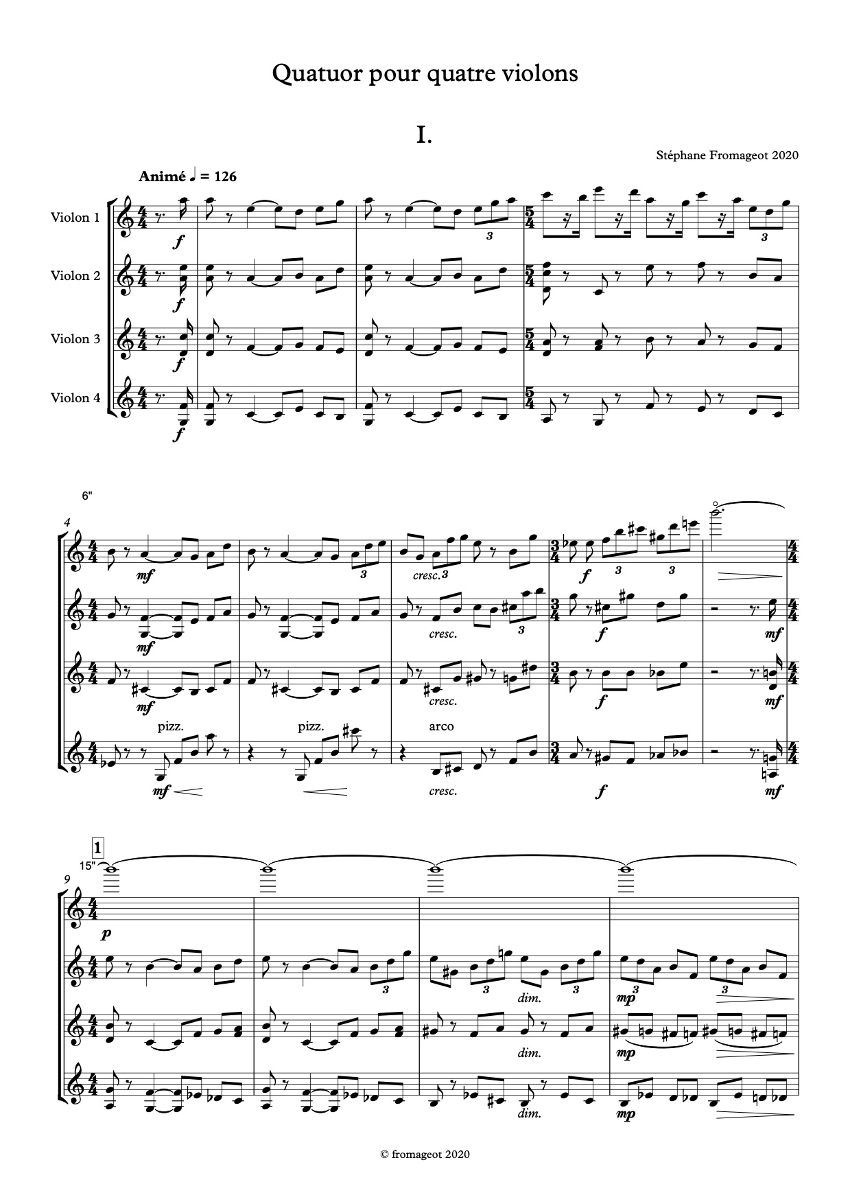 Quatuor pour quatre violons - 2021