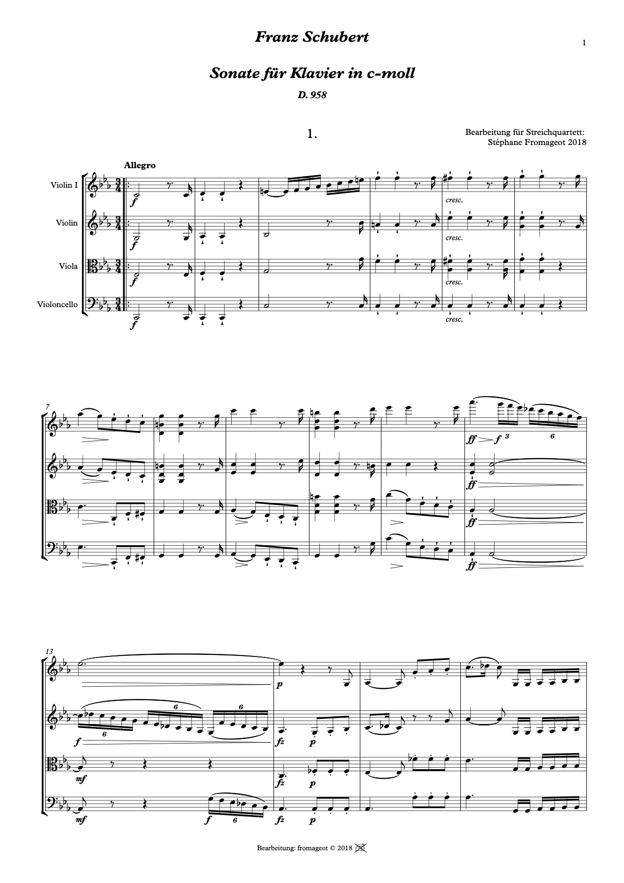 Franz Schubert : Piano Sonata in c minor D. 958